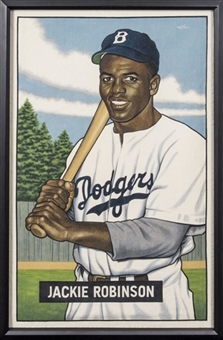 "A Baseball Card That Never Was: Jackie Robinson (1951 Bowman)" - Framed Canvas Artwork 42x27 by Arthur Miller 